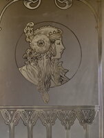 Pískované secesní tabule skla do dveří a oken