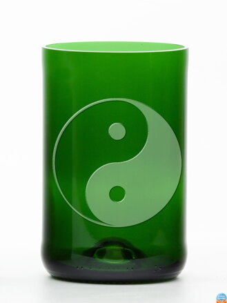 2ks Eko poháre (z fľaše od šampusu) veľká zelená (13 cm, 6,5 cm) Jing Jang